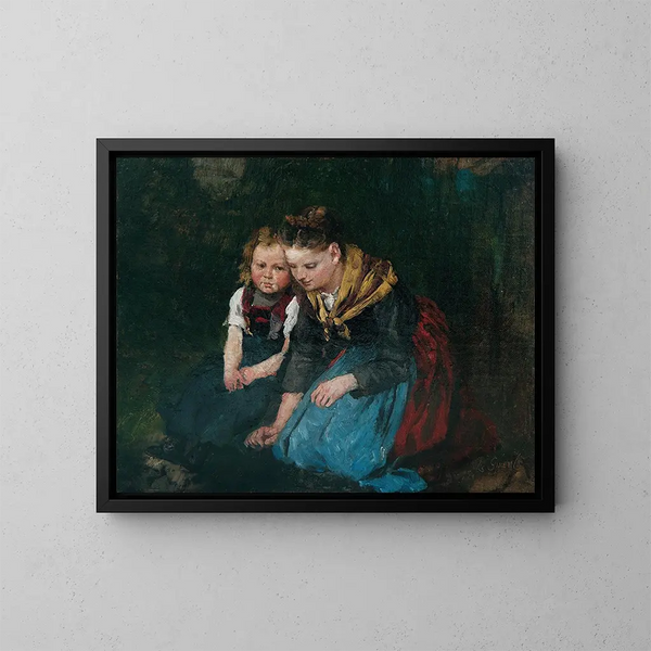 Mother and Child - Johann Sperl — framed artwork on a wall