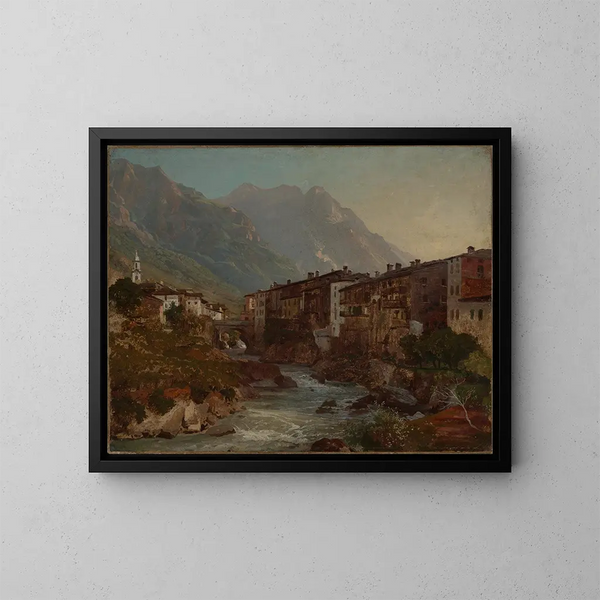 View of Chiavenna - Johann Wilhelm Schirmer — framed artwork on a wall