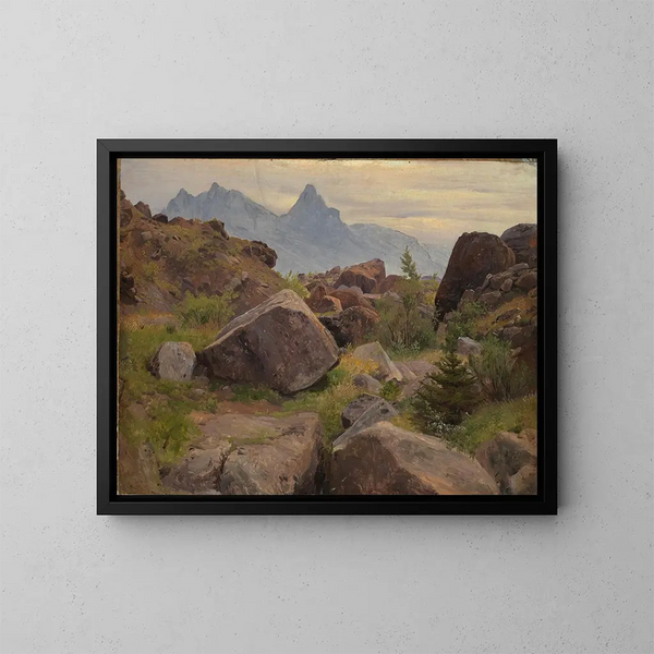 Study of the Rock at Goldau - Johann Wilhelm Schirmer — framed artwork on a wall