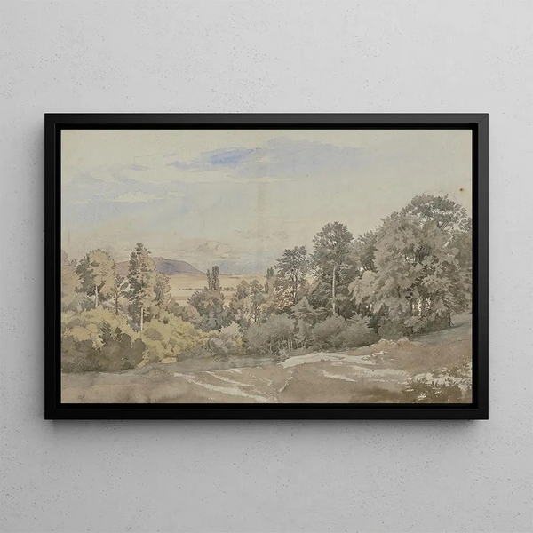 Bos met ver uitzicht - Johann Wilhelm Schirmer — ingelijst kunstwerk aan de muur