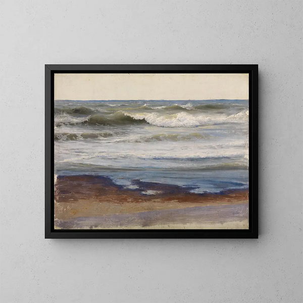 Rupture de mer sur la côte de Normandie - Johann Wilhelm Schirmer — framed artwork on a wall