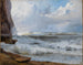Studie maritiem in Étretat met rotsen links - Johann Wilhelm Schirmer — weergave van het kunstwerk