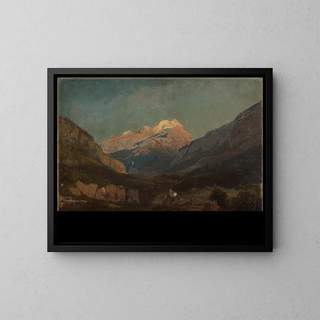 Johann Wilhelm Schirmer - Schweizer Gebirgslandschaft mit Kapelle und fernem Schneegipfel.webp
