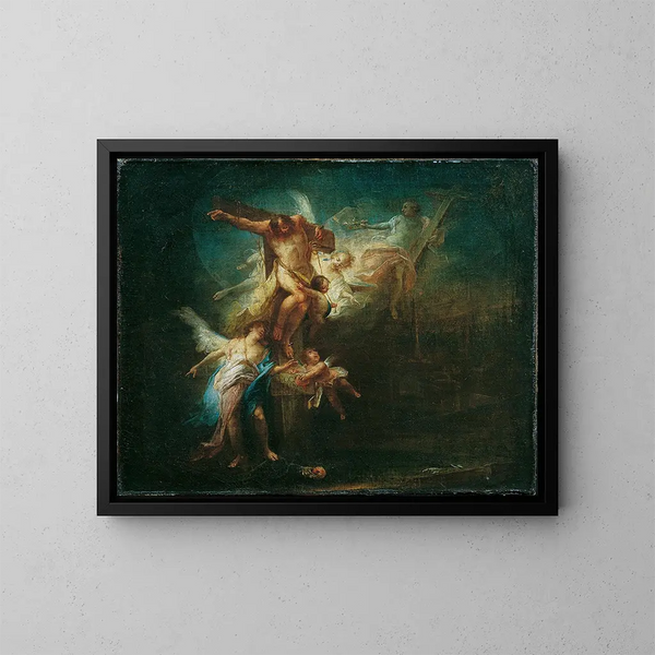 The Christ leads the good thief to paradise - Johann Wolfgang Baumgartner — framed artwork on a wall