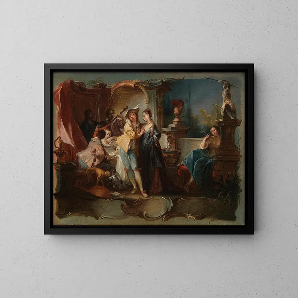 The Prodigal Son living with prostitutes - Johann Wolfgang Baumgartner — framed artwork on a wall