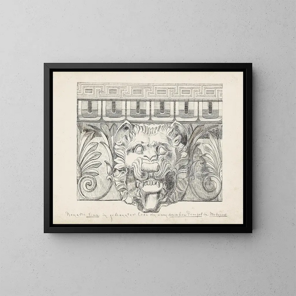 Tête de lion sur un temple dorique à Métaponte - Johanna van de Kamer — framed artwork on a wall