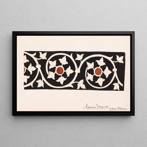 Marble marquetry painting with leaves from the Santa Croce in Florence - Johanna van de Kamer — framed artwork on a wall
