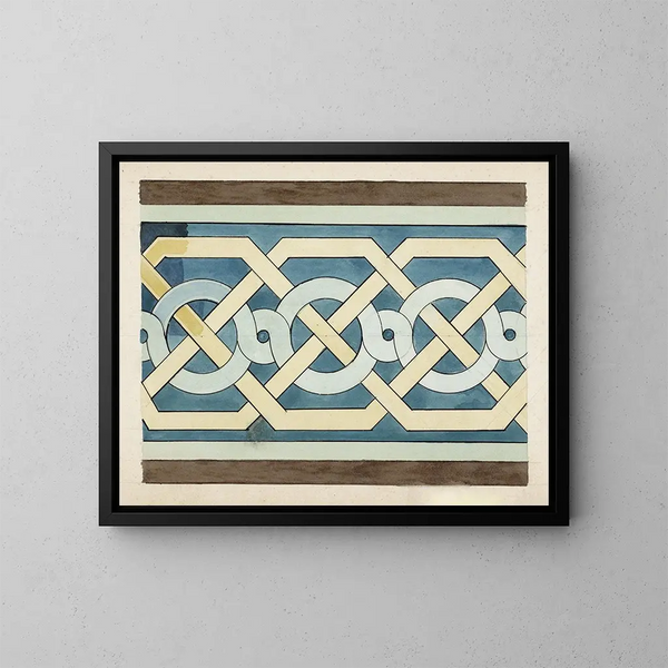 Roman band motif painting with interlacing - Johanna van de Kamer — framed artwork on a wall
