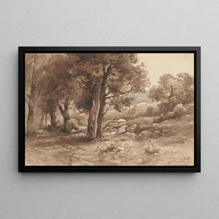 Johannes Gijsbert Vogel - Rotsachtig landschap met bomen.webp