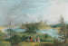 De ruïnes van het fort van Ivangorod Johannesstadt en een deel van Narva gezien vanaf de hoogte van Joachimsthal - Johannes Hau — weergave van het kunstwerk
