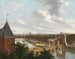 Het buitenkanaal van Amsterdam bij de Leidsepoort gezien vanaf het theater - Johannes Jelgerhuis — weergave van het kunstwerk