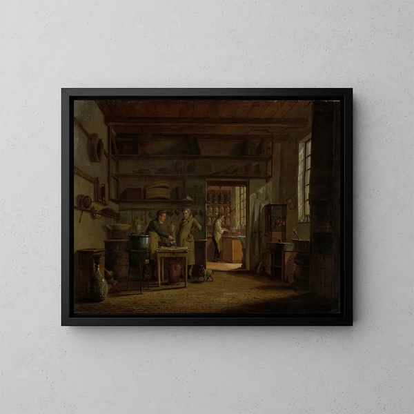 The apothecary's distillery A of Ailly within the ramparts of the Zaagmolenpoort in Amsterdam - Johannes Jelgerhuis — framed artwork on a wall