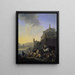 Rivière met zwemmende zigeuners bij een Italiaanse stad - Johannes Lingelbach — ingelijst kunstwerk aan de muur
