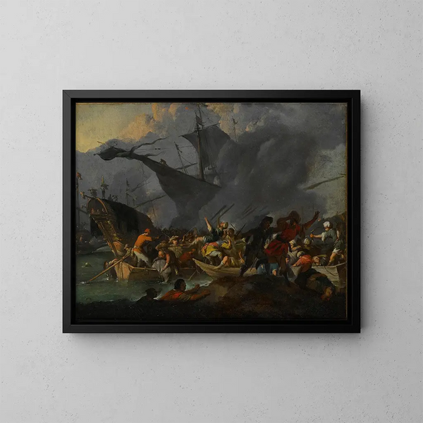La bataille de Lépante 1571 - Johannes Lingelbach — framed artwork on a wall