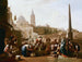 La Piazza del Popolo in Rome - Johannes Lingelbach — weergave van het kunstwerk