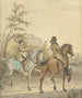 van een man en een vrouw te paard op een landweg - Johannes Vinkeles — weergave van het kunstwerk