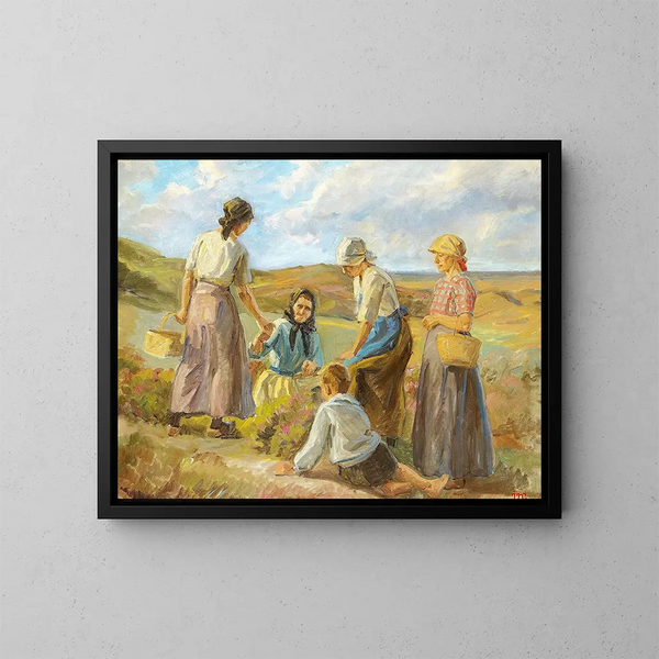 Vrouwen in de duinen bij Skagen - Johannes Wilhjelm — ingelijst kunstwerk aan de muur
