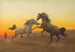 van Arabische springpaarden bij zonsondergang - John Alexander Harrington Bird — weergave van het kunstwerk