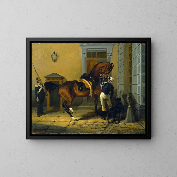 Gentilhomme, het favoriete paard van koning Charles XV van Zweden - John Arsenius — ingelijst kunstwerk aan de muur