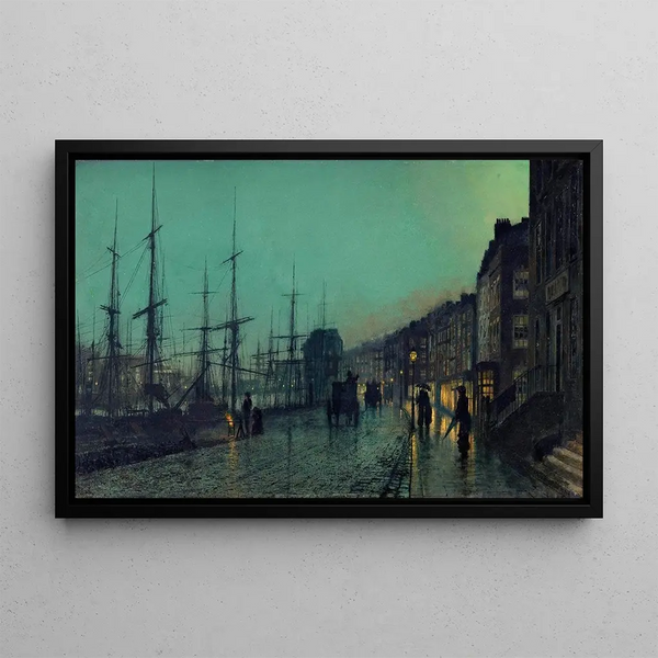 Schepen op de Clyde - John Atkinson Grimshaw — ingelijst kunstwerk aan de muur