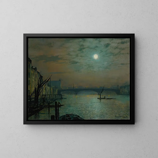 Southwark Bridge bij maanlicht - John Atkinson Grimshaw — ingelijst kunstwerk aan de muur