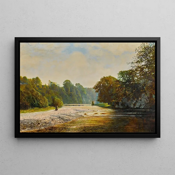 Pierres de gué, abdij van Bolton - John Atkinson Grimshaw — ingelijst kunstwerk aan de muur