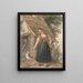 Young woman with a dog in front of a cottage door - John Augustus Atkinson — framed artwork on a wall
