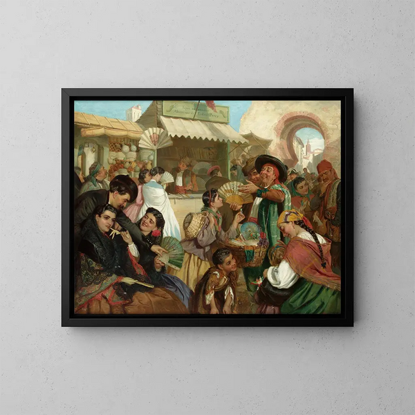 The Fan Seller - John Bagnold Burgess — framed artwork on a wall
