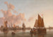 van zeilboten en schepen op een Nederlandse riviermonding - John Berney Crome — weergave van het kunstwerk