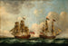 De Pelgrim, later hernoemd naar de Royal Caroline, in twee posities voor de kust - John Cleveley de Oudere — weergave van het kunstwerk