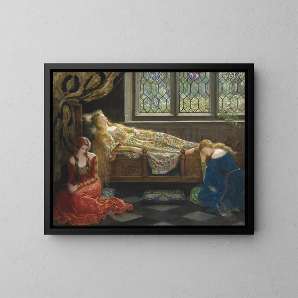 La Belle au bois dormant - John Collier — framed artwork on a wall