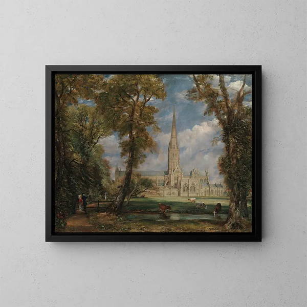 van de Salisbury-kathedraal vanaf de tuinen van de bisschoppen - John Constable — ingelijst kunstwerk aan de muur