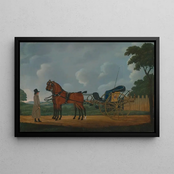 John Cordrey - A Gentleman with His Pair of Bays Harnessed to a Curricle.webp