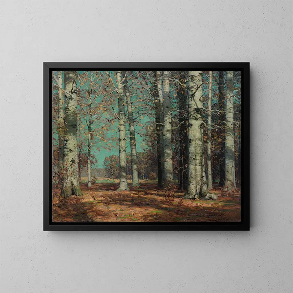 Autumn Beech Trees - John Fabian Carlson — framed artwork on a wall