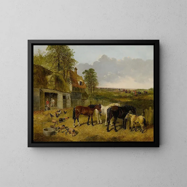 A peaceful farm - John Frederick Herring Jr. — framed artwork on a wall