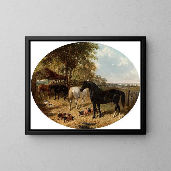 In the farmyard - John Frederick Herring Jr. — framed artwork on a wall