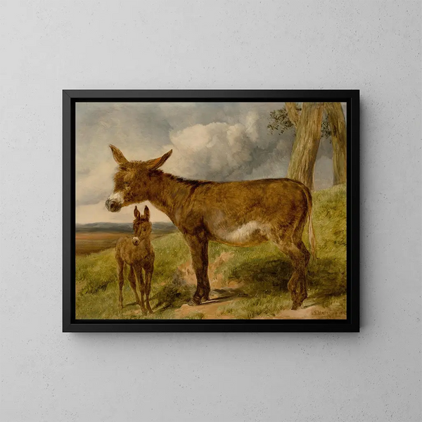 Donkeys - John Frederick Herring the Elder — framed artwork on a wall