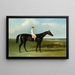 De donkere renpaard van de heer O'Brien, Jonathan Wild, met jockey T. Ryder - John Frederick Herring de Oudere — ingelijst kunstwerk aan de muur