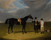 De zadelaar met jockey en trainer in Doncaster - John Frederick Herring de Oudere — weergave van het kunstwerk