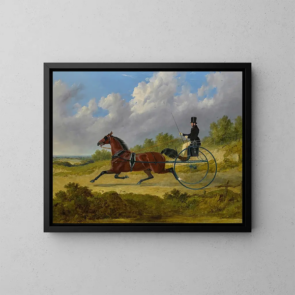 The famous trotter: drawing of a race - John Frederick Herring the Elder — framed artwork on a wall
