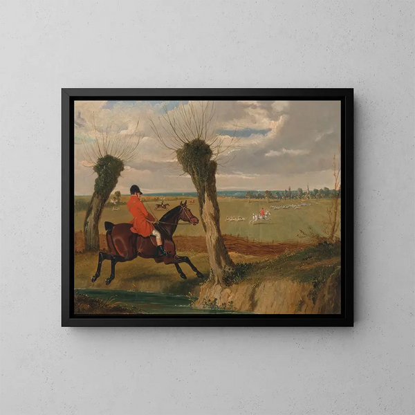 The Suffolk Hunt in Full Cry - John Frederick Herring the Elder — framed artwork on a wall