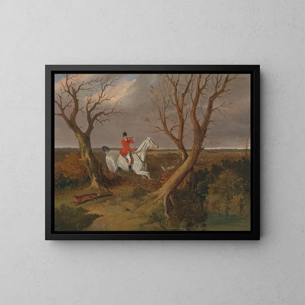 The Suffolk Hunt Goes Away - John Frederick Herring the Elder — framed artwork on a wall