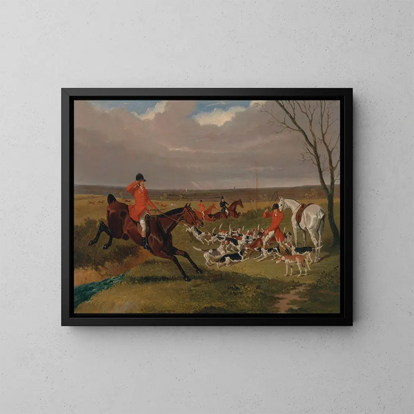 The Suffolk Hunt to Death - John Frederick Herring the Elder — framed artwork on a wall