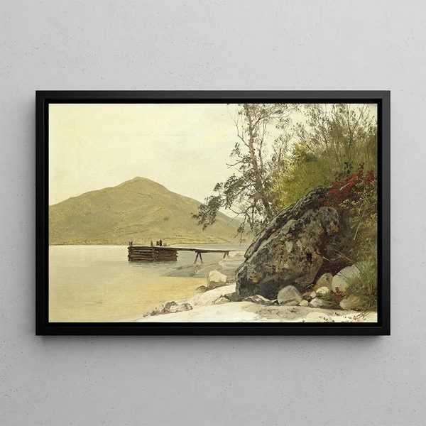 Landing at Sabbath Day Point - John Frederick Kensett — framed artwork on a wall