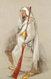 Studie van een man in Noord-Afrikaanse kleding - John Frederick Lewis — weergave van het kunstwerk