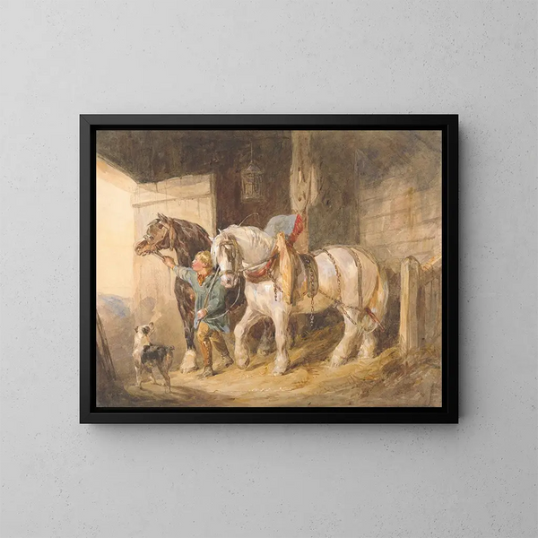 Boy from a Farm with Draft Horses - John Frederick Tayler — framed artwork on a wall
