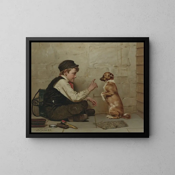 Rester immobile - John George Brown — framed artwork on a wall