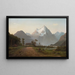 Twee fanfares die een theepot laten koken bij Milford Sound - John Gibb — ingelijst kunstwerk aan de muur