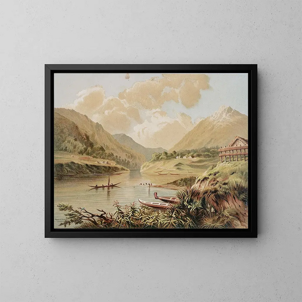 Scene upstream in Wanganui - John Gully — framed artwork on a wall
