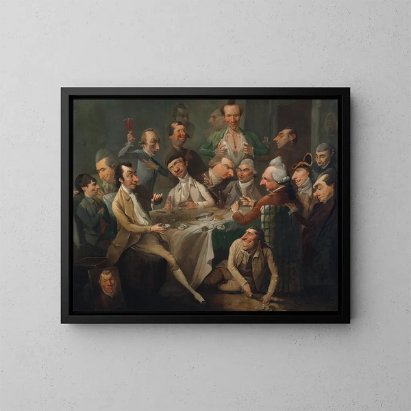 A group of caricatures - John Hamilton Mortimer — framed artwork on a wall
